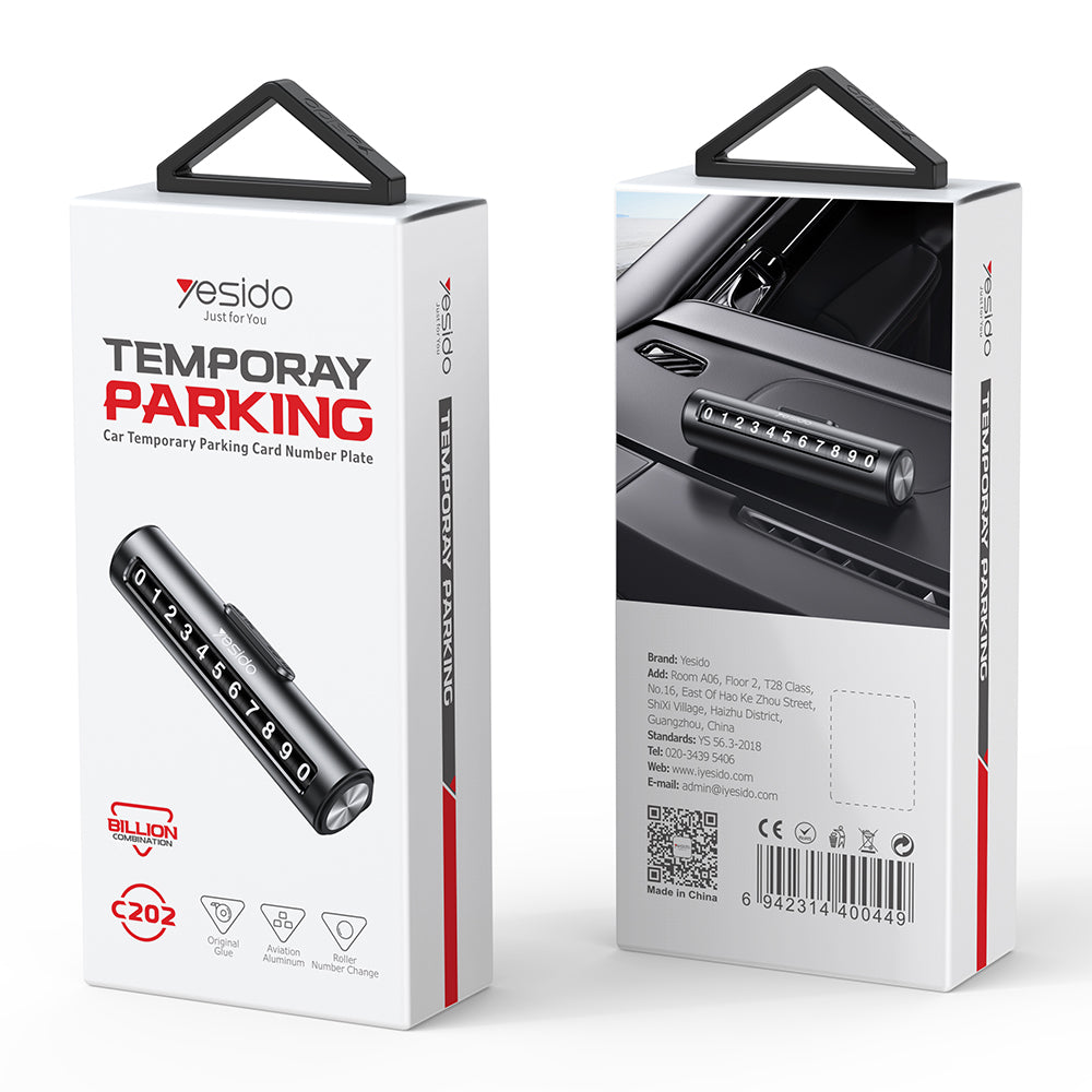 YESIDO C202 Adhesive Base Aluminum Alloy One Push Hidden Car Temporary Parking Plate YESIDO C202 Adhesive Base Aluminum Alloy One Push Hidden Car Temporary Parking Plate